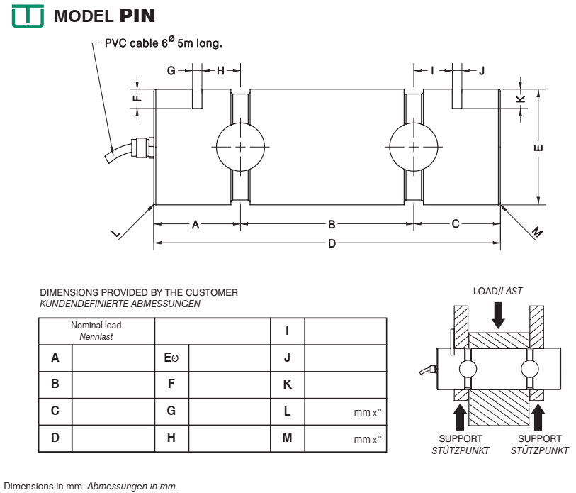 โหลดเซลล์วัดแรง (PIN load cell type H - PINH) ยี่ห้อ Utilcell