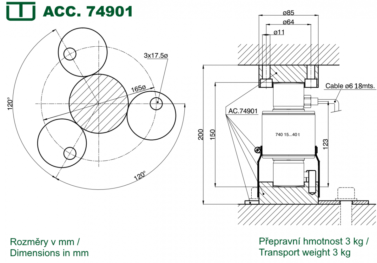 ชุดกึ่งกลางบนและล่างสำหรับเซลล์รับน้ำหนัก (Self-centering upper and lower cup for the load cell M740) ยี่ห้อ Utilcell